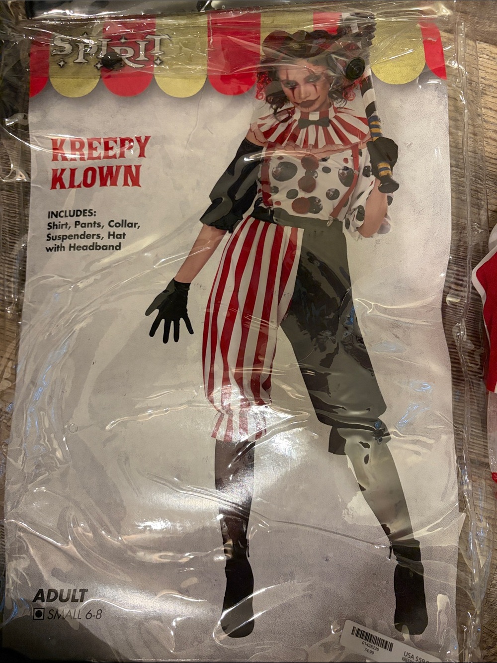 Adult Kreepy Klown Costume - Red, Black & White